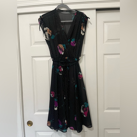 Vintage Black Floral Women's Dress - Picture 2 of 12